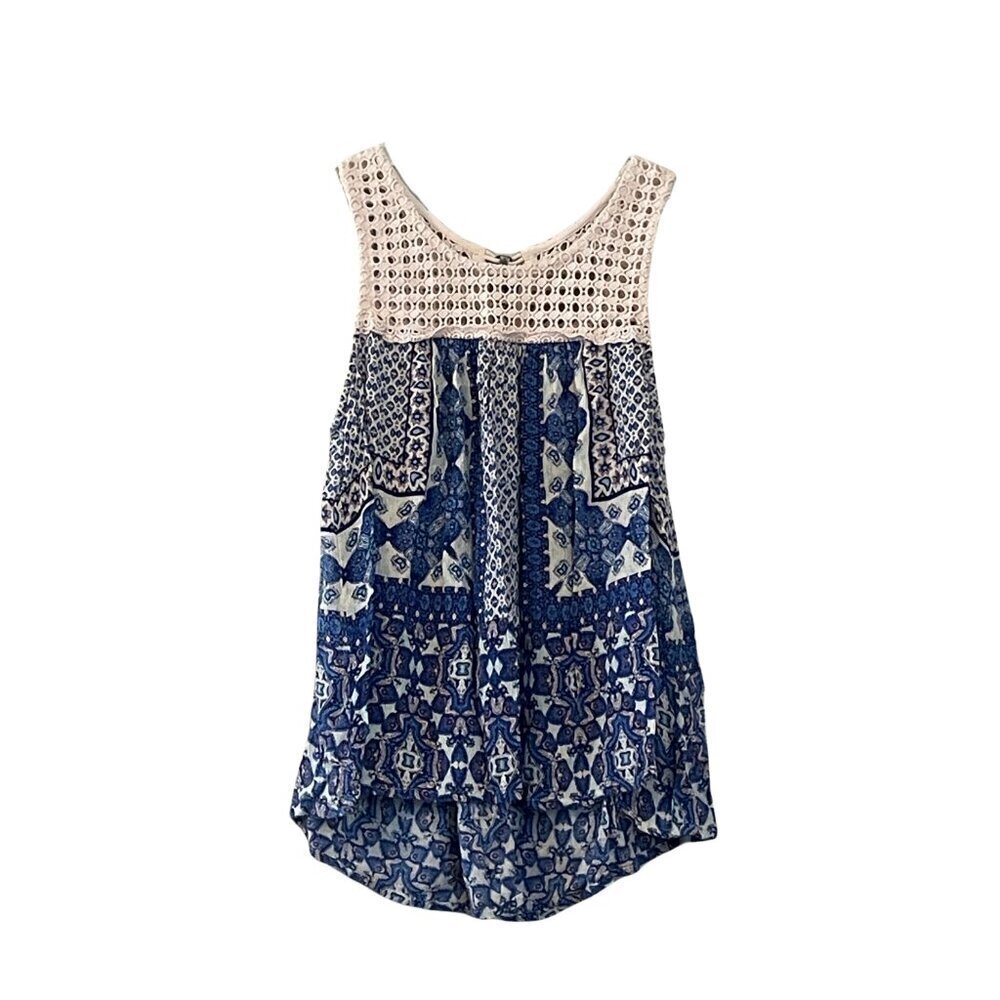 Patrons Of Peace Crochet Boho Rayon Sleeveless Top Sz. S NEW